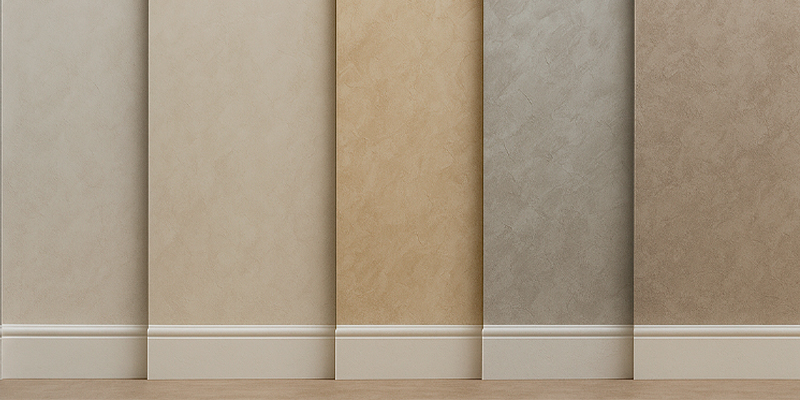 фото интерьера с разными видами декоративной штукатурки
