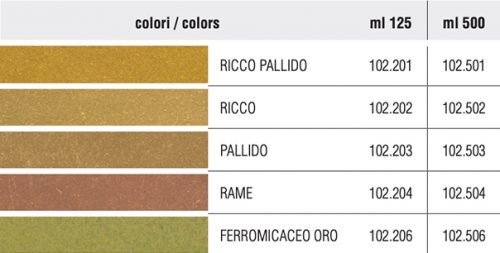 Палитра цветов краски TIXE «Gold Paint For Outdoor Solvent Based»