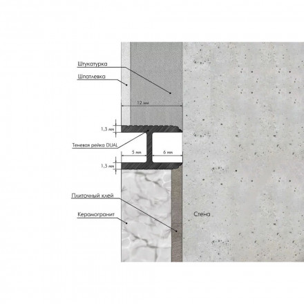 Рейка теневая Laconistiq «Dual» (под панели и керамогранит)