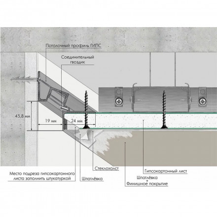 Карниз потолочный теневой Laconistiq «GIPS»