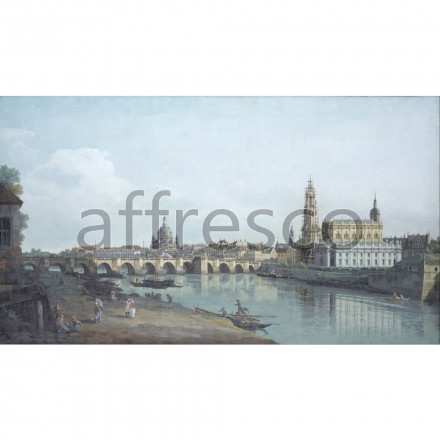 Фреска Affresco, Canaletto Dresden seen from the Right Bank of the Elbe beneath the Augusts Bridge