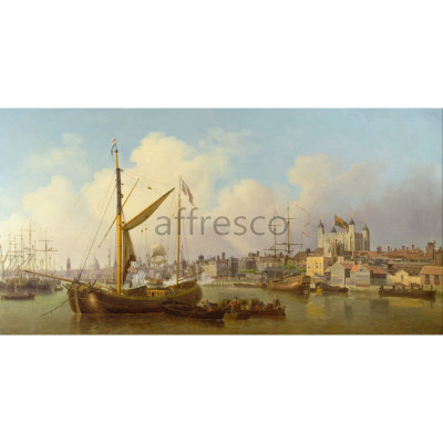 Фреска Affresco, Samuel Scott The Thames and the Tower of London Supposedly on the Kings Birthday