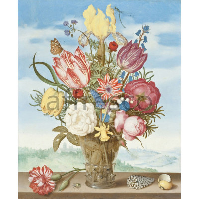 Фреска Affresco, Ambrosius Bosschaert Bouquet of Flowers on a Ledge