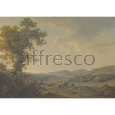 Фреска Affresco, William Ashford Landscape with Haymakers and a Distant View of a Georgian House