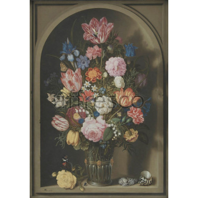 Фреска Affresco, Ambrosius Bosschaerts the Elder Bouquet of Flowers in a Stone Niche