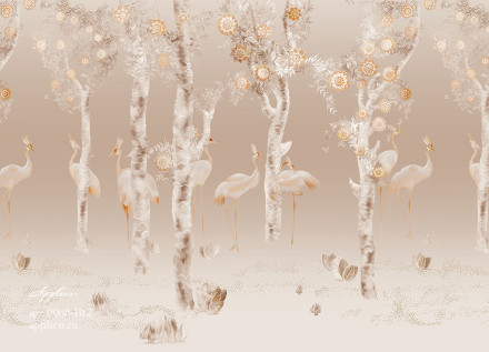 Фреска Applico Four «Журавлиная роща», OP 0068-Br2