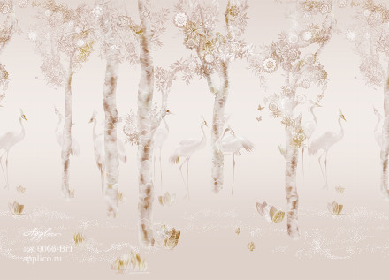 Фреска Applico Four «Журавлиная роща», OP 0068-Br1