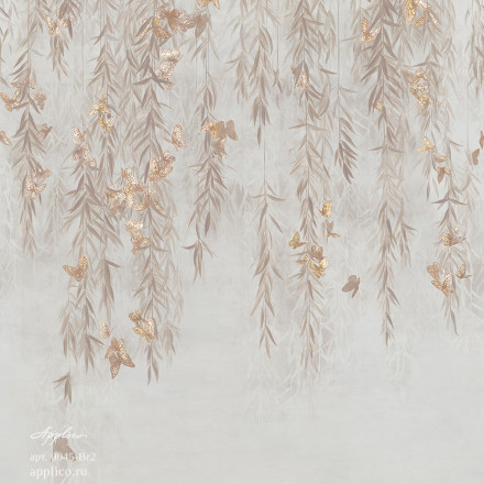 Фреска Applico Three «Бабочки в листве», 0045-Br2