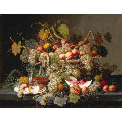 Фреска Affresco, Severin Roesen Still Life with Fruit