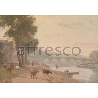 Фреска Affresco, Sir Augustus Wall Callcott A View of Richmond Bridge on the Thames