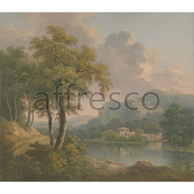 Фреска Affresco, Abraham Pether Wooded Hilly Landscape