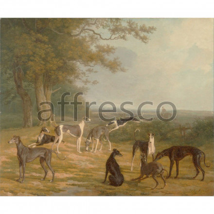 Фреска Affresco, Jacques Laurent Agasse Nine Greyhounds in a Landscape