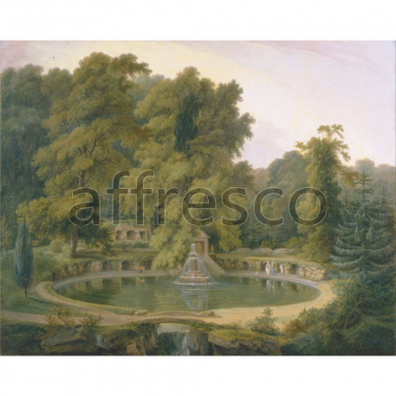 Фреска Affresco, Thomas Daniell Temple Fountain and Cave in Sezincote Park