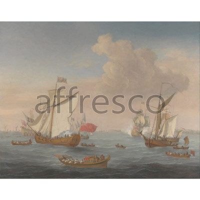 Фреска Affresco, Isaac Sailmaker Ships in the Thames Estuary near Sheerness