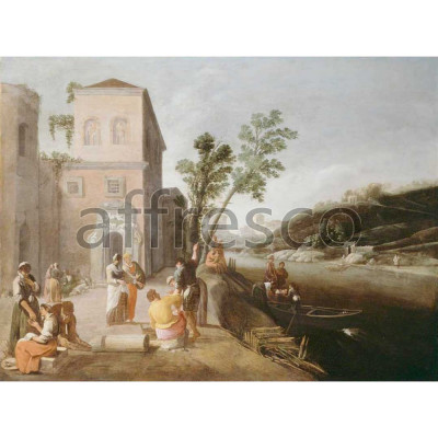 Фреска Affresco, Italian Figures on the Bank of a River