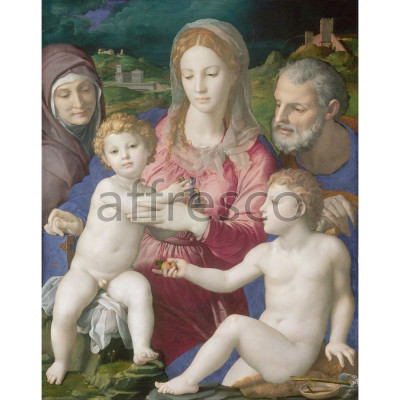 Фреска Affresco, Agnolo di Cosimo called Bronzino Holy Family with St. Anne and the Infant St. John