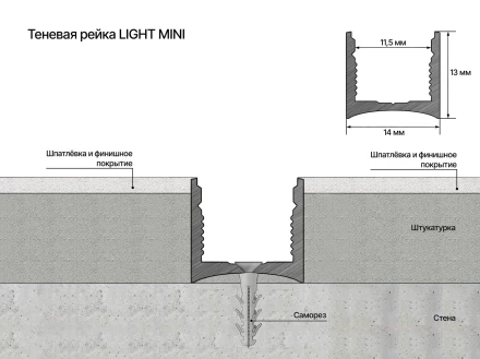 Защелка для Рейки теневой Laconistiq «LIGHT mini» (для обоев, панелей, керамогранита)