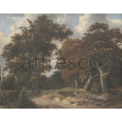 Фреска Affresco, Jacob Isaacksz van Ruisdael Road through an Oak Forest
