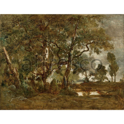 Фреска Affresco, Theodore Rousseau Forest of Fontainebleau Cluster of Tall Trees Overlooking the Plain of Clair