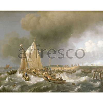 Фреска Affresco, Bakhuizen Ludolf Boats in a Storm