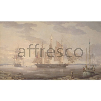 Фреска Affresco, Robert Salmon Ships in harbor
