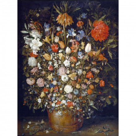 Фреска Affresco, Jan Brueghel the Elder Flowers in a Wooden Vessel