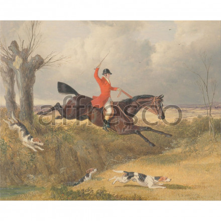 Фреска Affresco, John Frederick Herring Foxhunting Clearing a Ditch