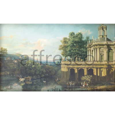 Фреска Affresco, Bernardo Bellotto Architectural Caprice with a Palace