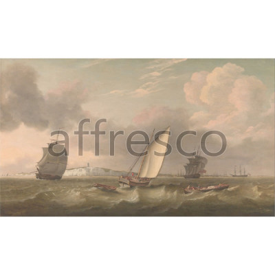 Фреска Affresco, Thomas Luny A Packet Boat Under Sail in a Breeze off the South Foreland