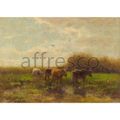 Фреска Affresco, Willem Maris Cows at evening